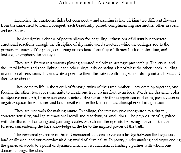 Artist Statement Template HQ Printable Documents