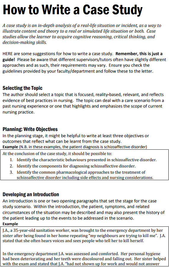 analysis writing case study